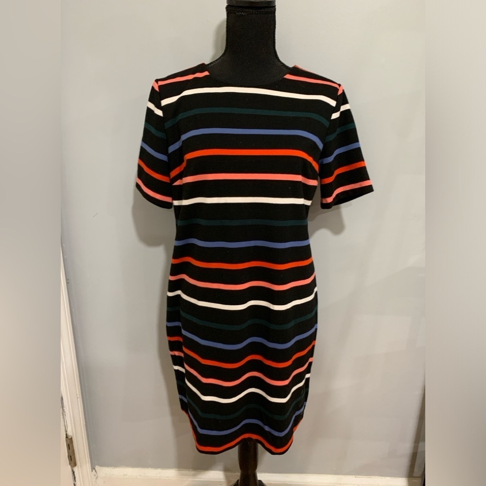 Old Navy Black Mini Multi-Colored Striped Dress